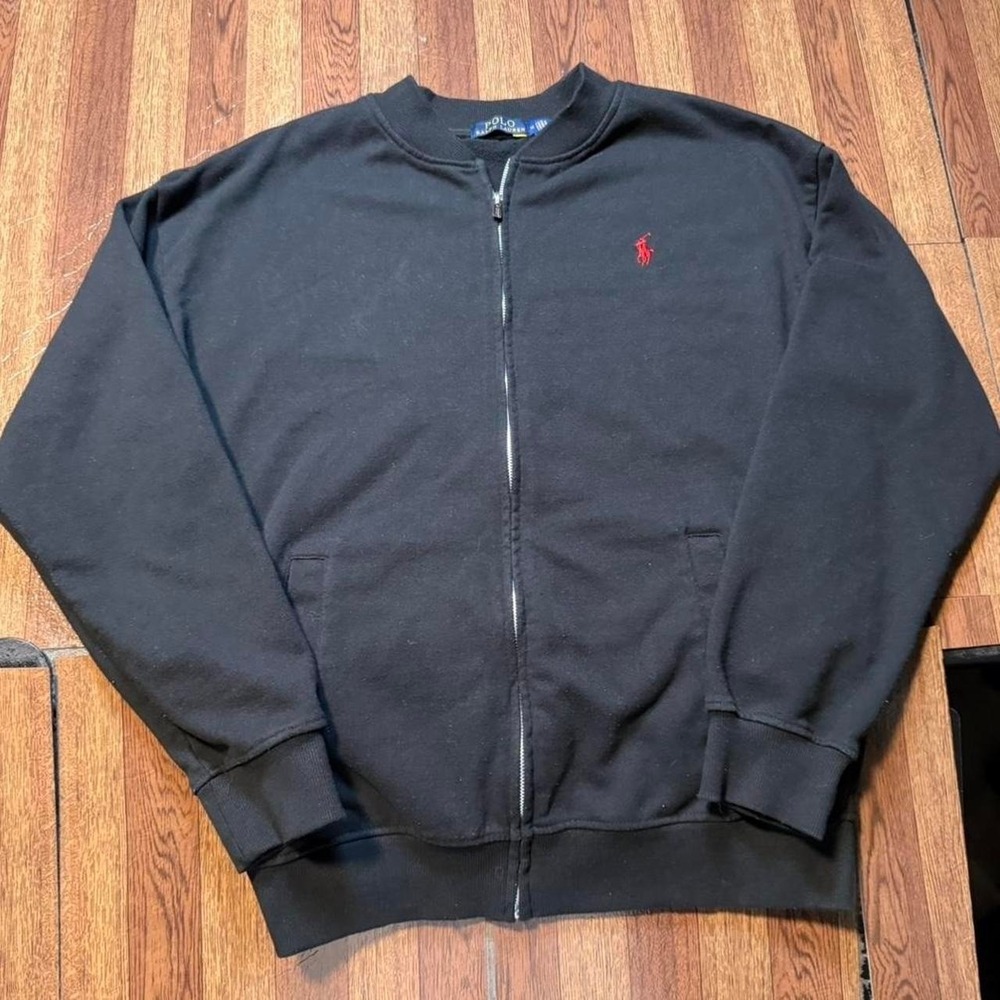 Polo Ralph Lauren Black Knit Aviator Track Bomber‎ Jacket Medium